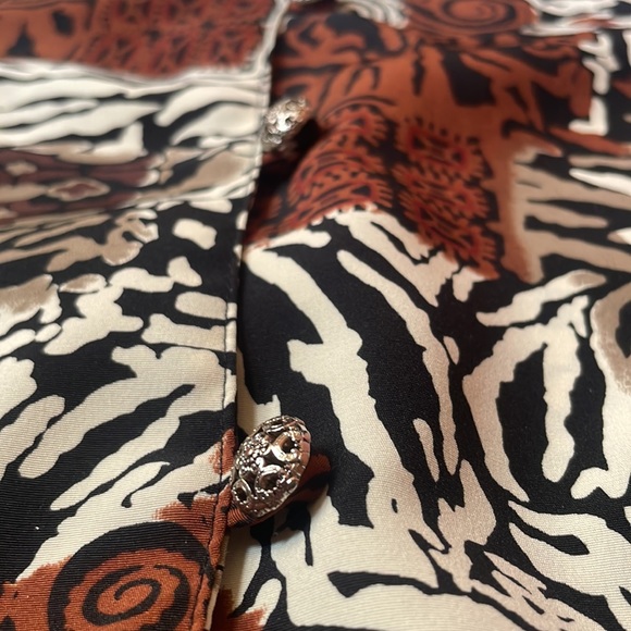 Vintage patchwork leopard printed short sleeve blouse by Truffles - Picture 4 of 7